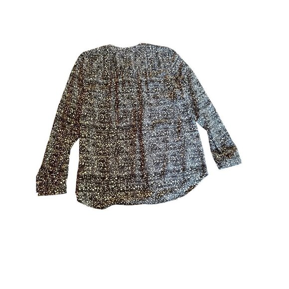 Rebecca Taylor Black Grey 100% Silk V Neck Popover Blouse Size 2 - Picture 7 of 7